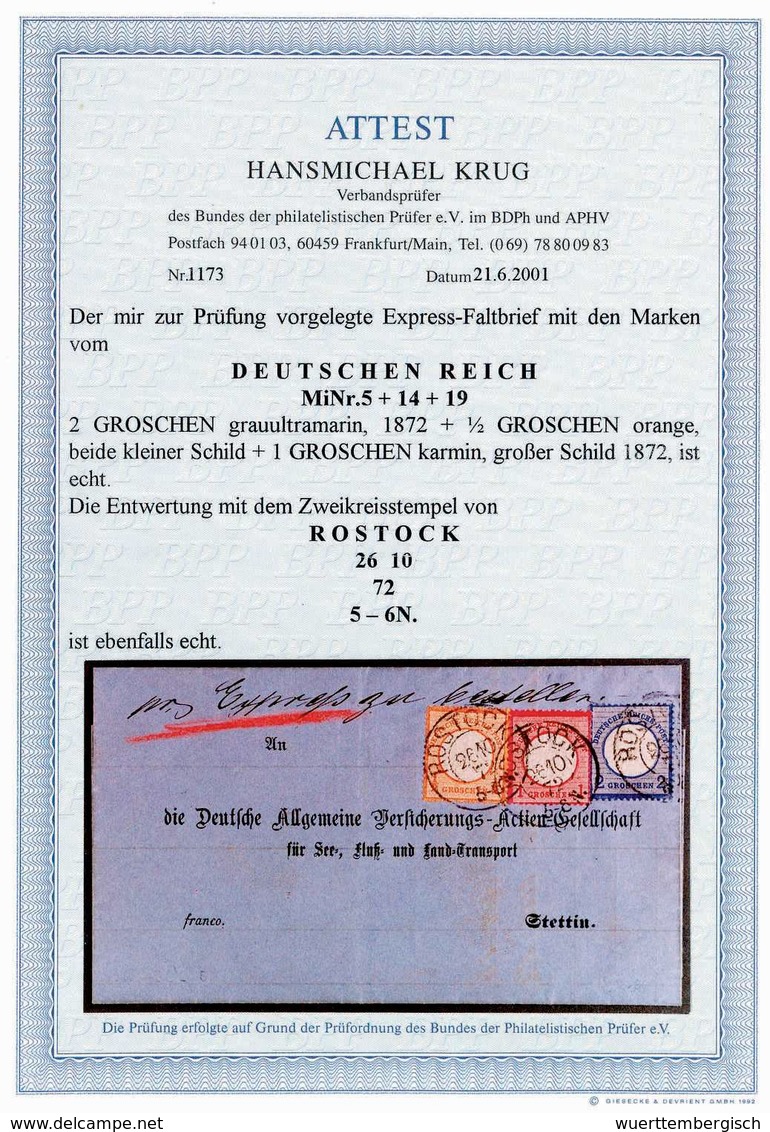 Beleg 2 Gr., Mischfrankatur Mit 1872, ½ Gr. Orange Und 1 Gr. Karminrosa, Gr.Schild, Auf Schönem Luxus-Expressbrief Mit K - Other & Unclassified