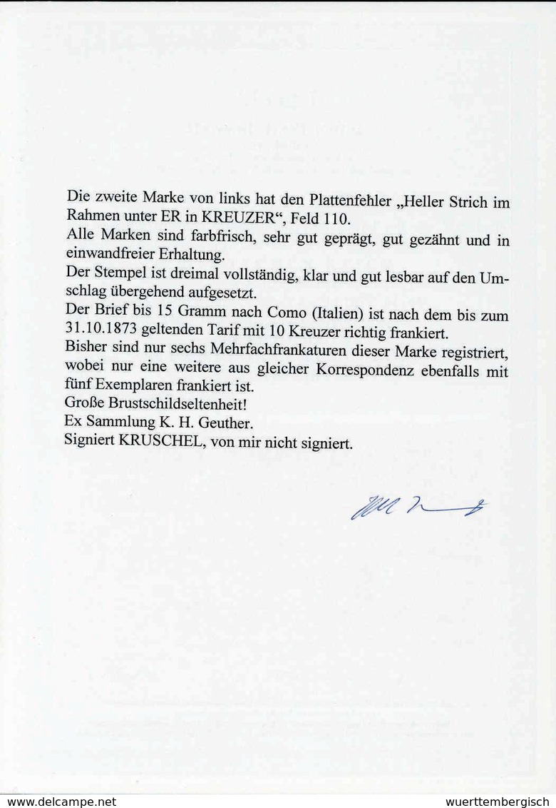 Beleg 2 Kr. Rötlichorange, Fünf Wundervoll Farbfrische Und Perfekt Gezähnte Luxusstücke, Dabei Die Zweite Marke Mit Plat - Sonstige & Ohne Zuordnung