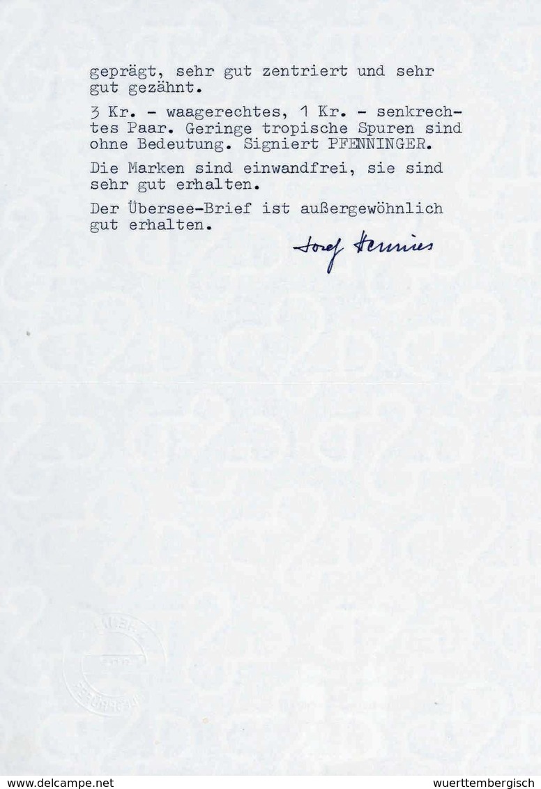 Beleg 3 Kr. Karminrosa, Waagr. Paar Mit 18 Kr. Ockerbraun In Mischfrankatur Mit Senkr. Paar 1 Kr. Grün, Gr.Schild (kl. T - Autres & Non Classés