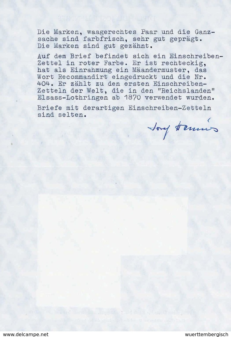 Beleg 2 Gr., Waagr. Kabinettpaar Auf Rekommandiertem Ganzsachenumschlag 1 Gr. Rosa Mit Zentr. K1 WASSELNHEIM 14/11 74 Na - Sonstige & Ohne Zuordnung