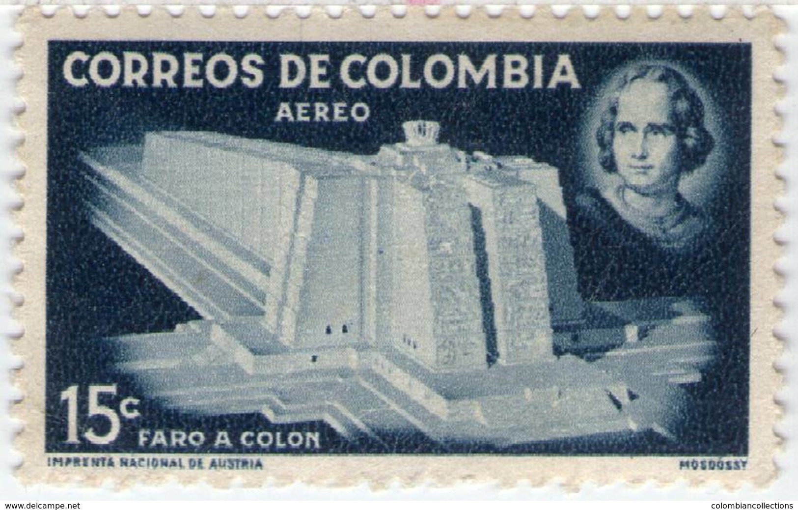 Lote 859, Colombia, 1956, Faro A Cristobal Colon, Sello, Stamp, 15c, Columbus And Proposed Lighthouse - Kolumbien