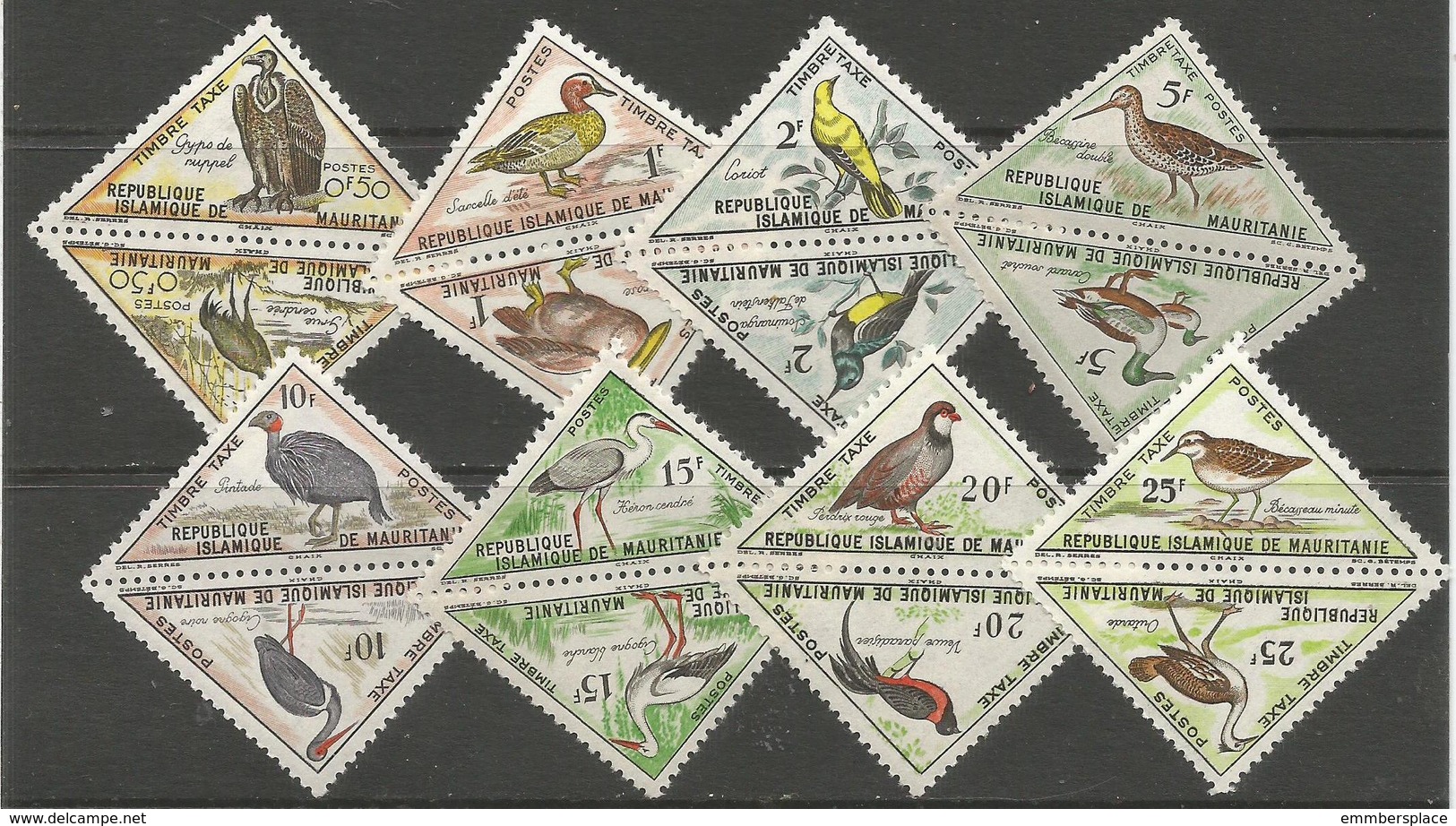 Mauritania - 1963 Birds Pairs Dues  MNH **     Mi P26-41  Sc J26-41 - Mauritania (1960-...)