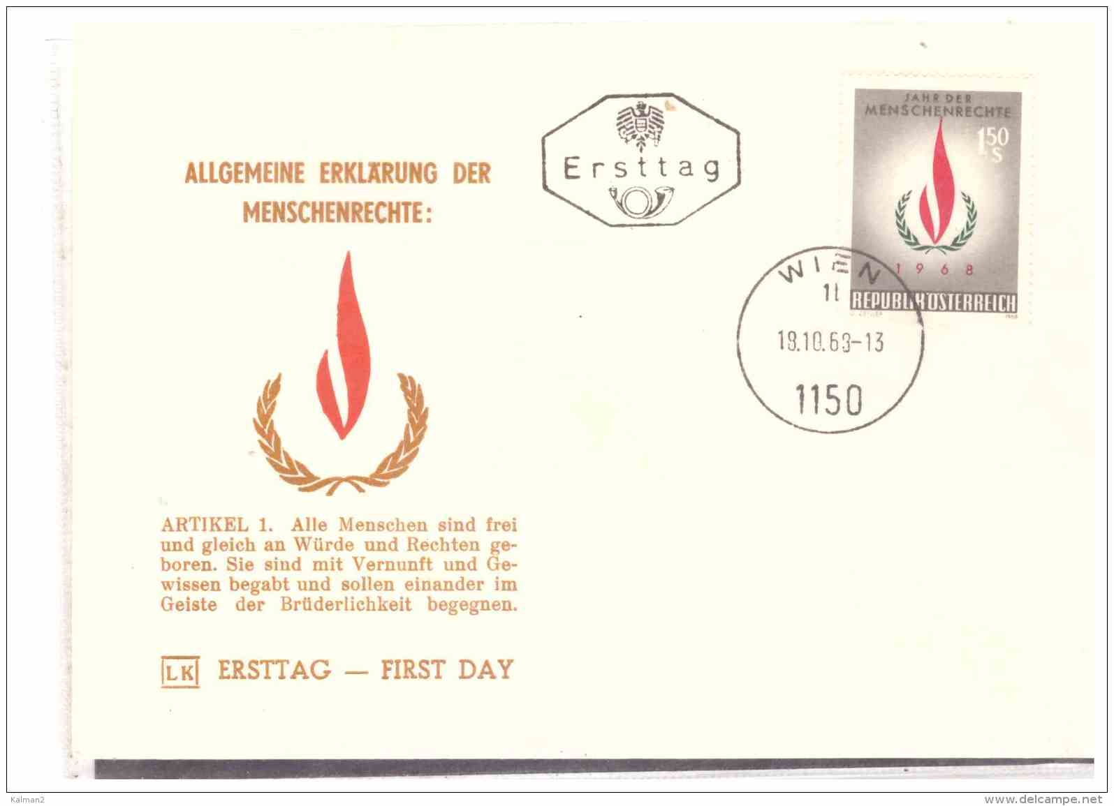 AU1388   -   WIEN  18.10.68    /       FDC   ALLGEMEINE ERKLAERUNG DER MENSCHENRECHTE - Sonstige & Ohne Zuordnung