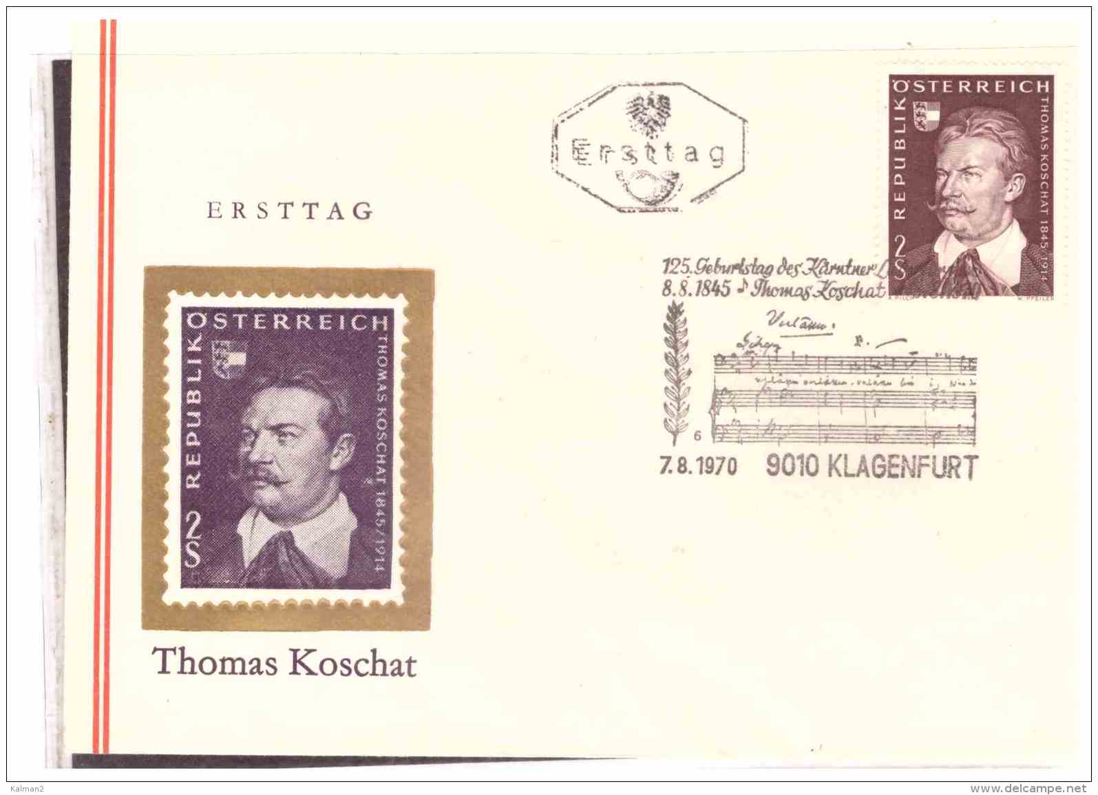 AU1407   -   KLAGENFURT  7.8.70    /       FDC   125. GEBURSTAG THOMAS KOSCHAT - Musik