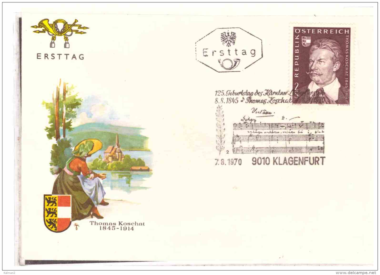 AU1409   -   KLAGENFURT  7.8.70    /       FDC   125. GEBURSTAG THOMAS KOSCHAT - Musique