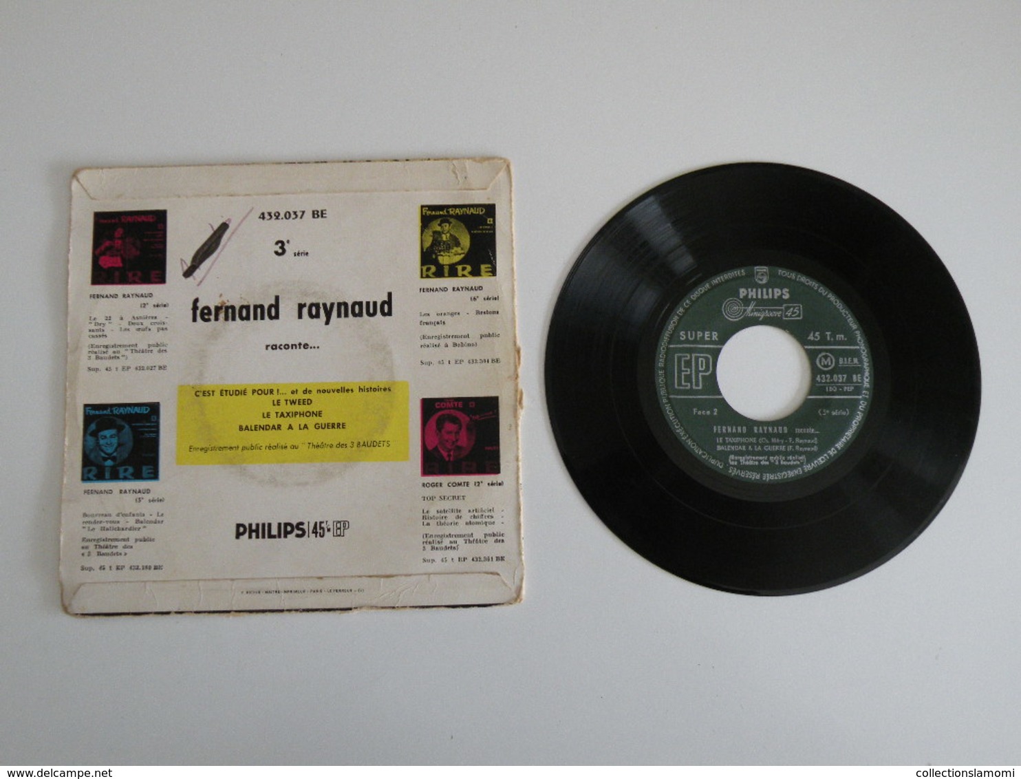 Fernand Raynaud - C'est étudié Pour !, Le Tweed / Le Taxiphone, Balendar à La Guerre (1955)- Vinyle 45 T Philips - Humour, Cabaret