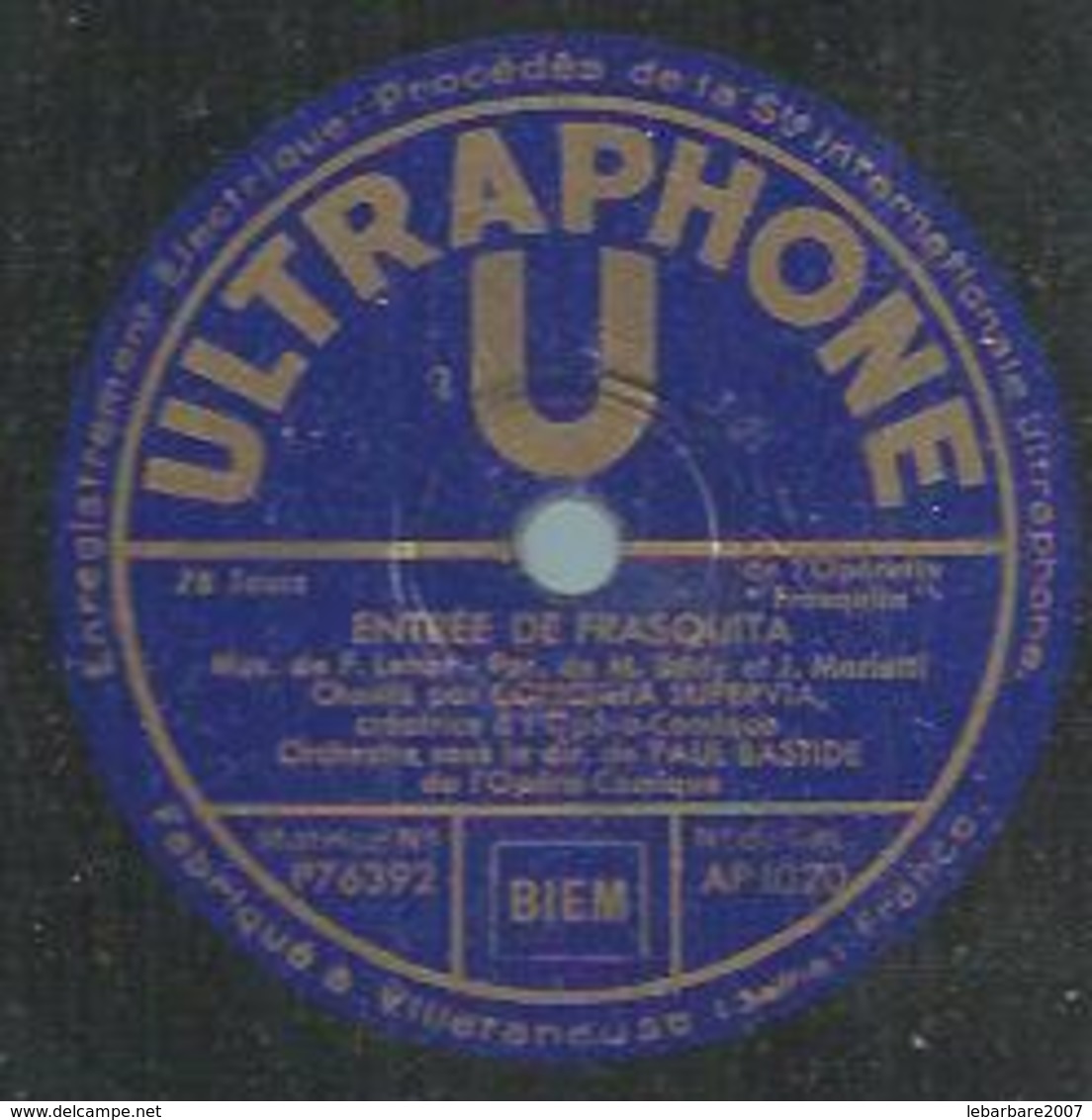 78 Tours - CONCHITA SUPERVIA  - ULTRAPHONE 1020  " ENTREE DE FRASQUITA " + " CE QUE C'EST QUE L'AMOUR " - 78 T - Disques Pour Gramophone
