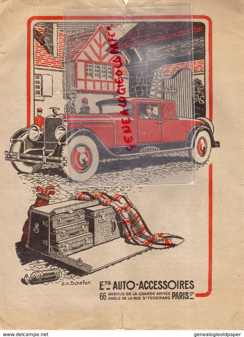 75- PARIS- RARE CATALOGUE ETS. AUTO ACCESSOIRES-66 AVENUE GRANDE ARMEE-ILLUSTRATEUR E.A. SCHEFER-1927 - Automobil