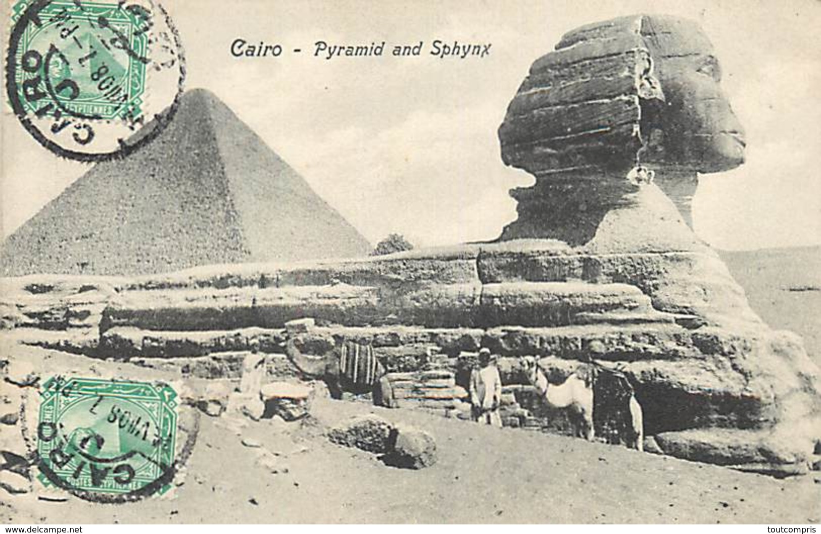 TC Z 18- 002  CARTE MAXIMUM  LE SPHINX ET LES PYRAMIDES. BEAU CACHET DU CAIRE 1908 - 1866-1914 Khédivat D'Égypte