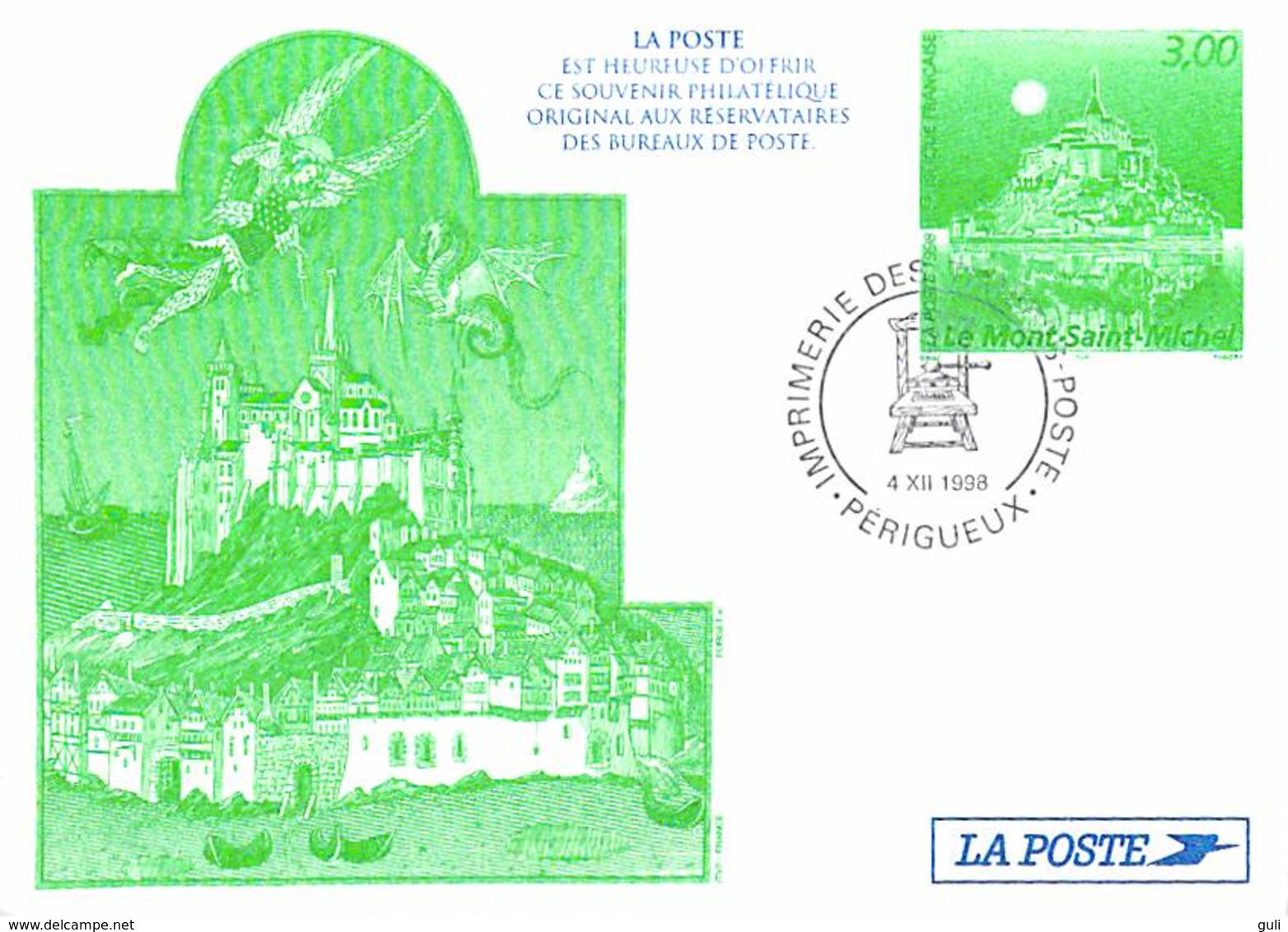 Documents De La Poste Souvenir Philatélique Du 4/12/1998 à Perigueux  (1) - LE MONT-SAINT-MICHEL *PRIX FIXE - Documents De La Poste