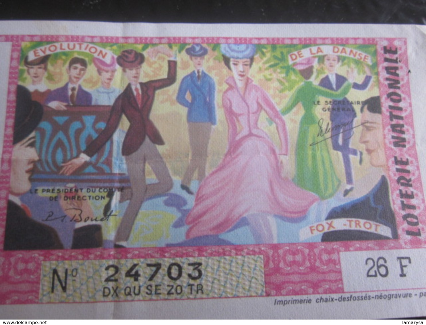 Billet De La Loterie Nationale Française 1967 Danse Fox Trot  Evolution Lottery - Scratch Ticket - Billets De Loterie