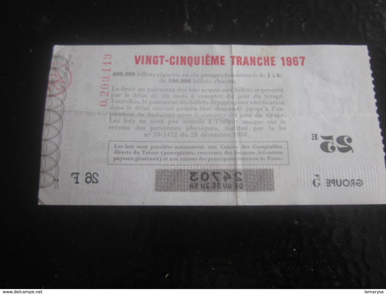 Billet De La Loterie Nationale Française 1967 Danse Fox Trot  Evolution Lottery - Scratch Ticket - Billets De Loterie