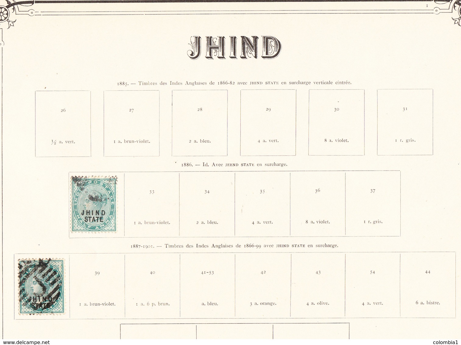 JHIND Etat Princier De L'INDE Timbres Sur Feuille D'album De 1850 Et Plus - Jhind