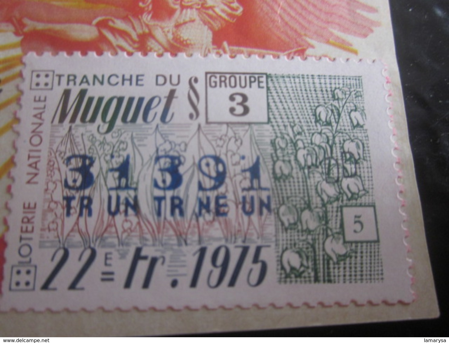 Billet Loterie Nationale Française Les Gueules Cassées Tranche Muguet 1975 Vignette Taille Douce Lottery-Scratch-Ticket - Billets De Loterie