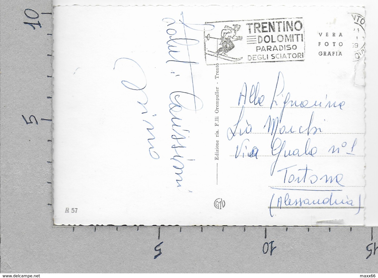 CARTOLINA VG ITALIA - TRENTO - Torre Verde - 10 X 15 - ANN. 1959 - Trento