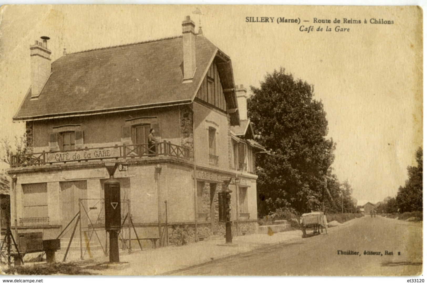 Sillery Route De Reims à Chalons Café De La Gare   Belles Pompes à Essence - Sillery