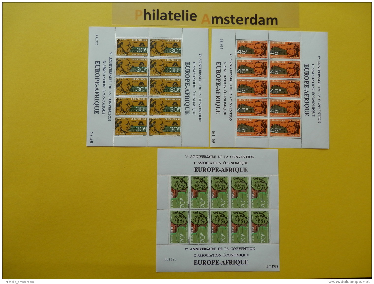 Dahomey 1968, FULL SHEET / EUROPE-AFRIQUE: Mi 349-51, ** -KB - Benin - Dahomey (1960-...)