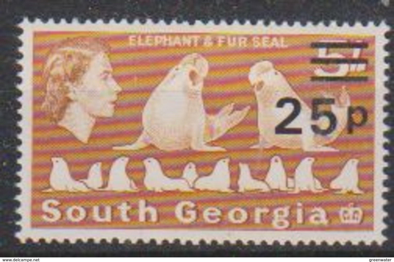 South Georgia 1977 Definitives / Decimal Surcharges 25p On 5/- ** Mnh (38767) - Zuid-Georgia