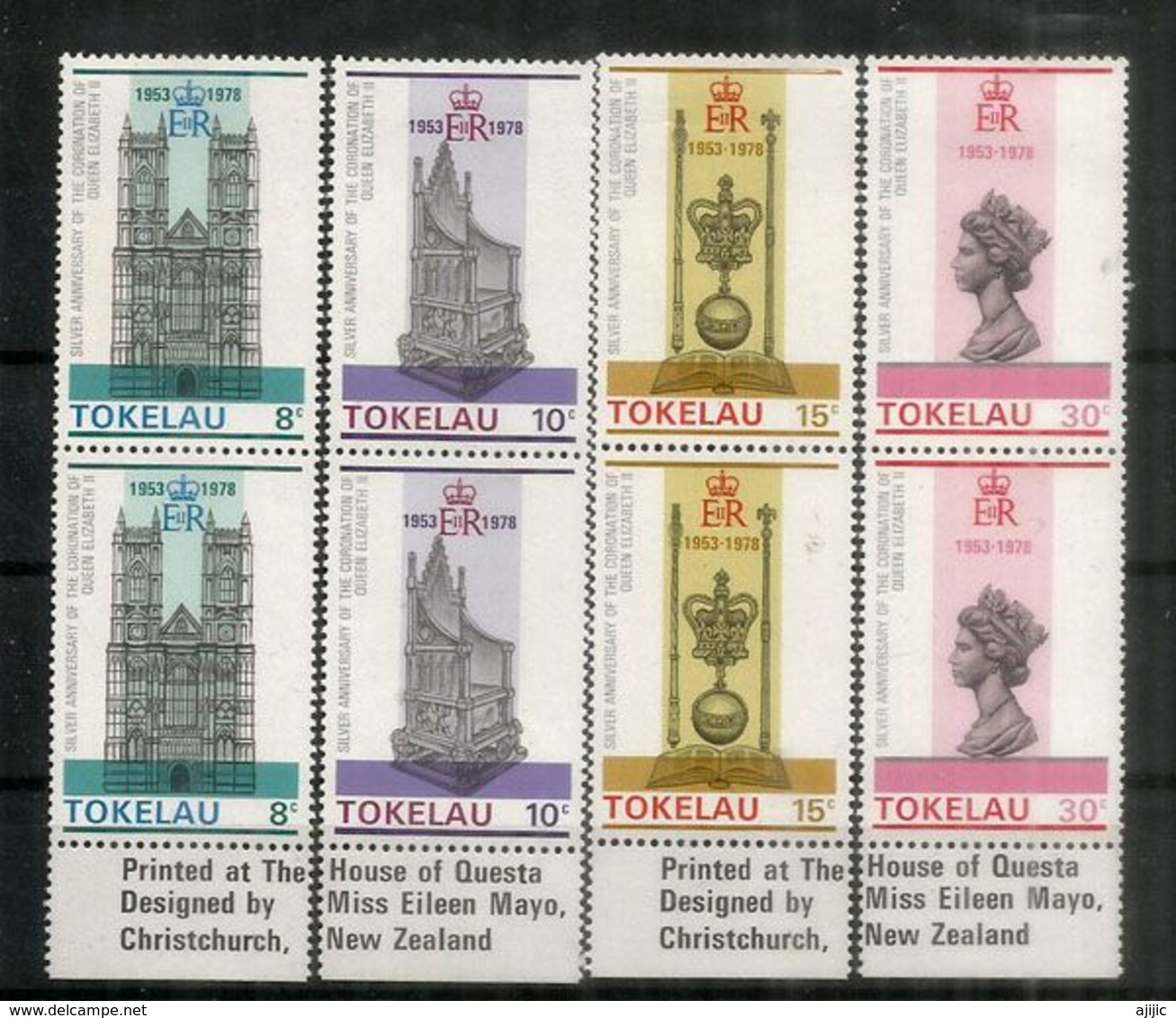 Abbaye De Westminster.Couronnement De La Reine Elisabeth II.  4 Paires Se-tenant  Neufs ** Bord De Feuille ,côte 10 Euro - Tokelau