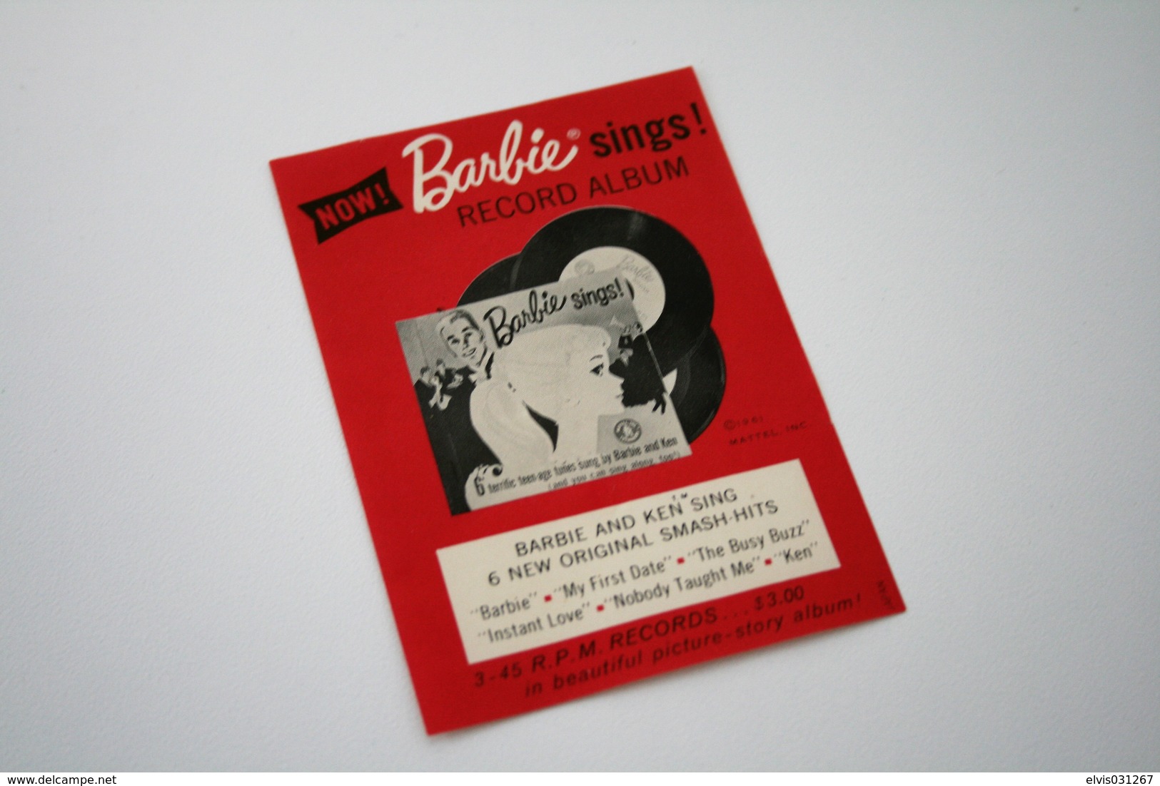 Barbie Accesoires '50-'60 -  Leaflet "Barbie Sings" - 1962 - 1 Page - Original Vintage Barbie - Ken - Ricky - - Barbie