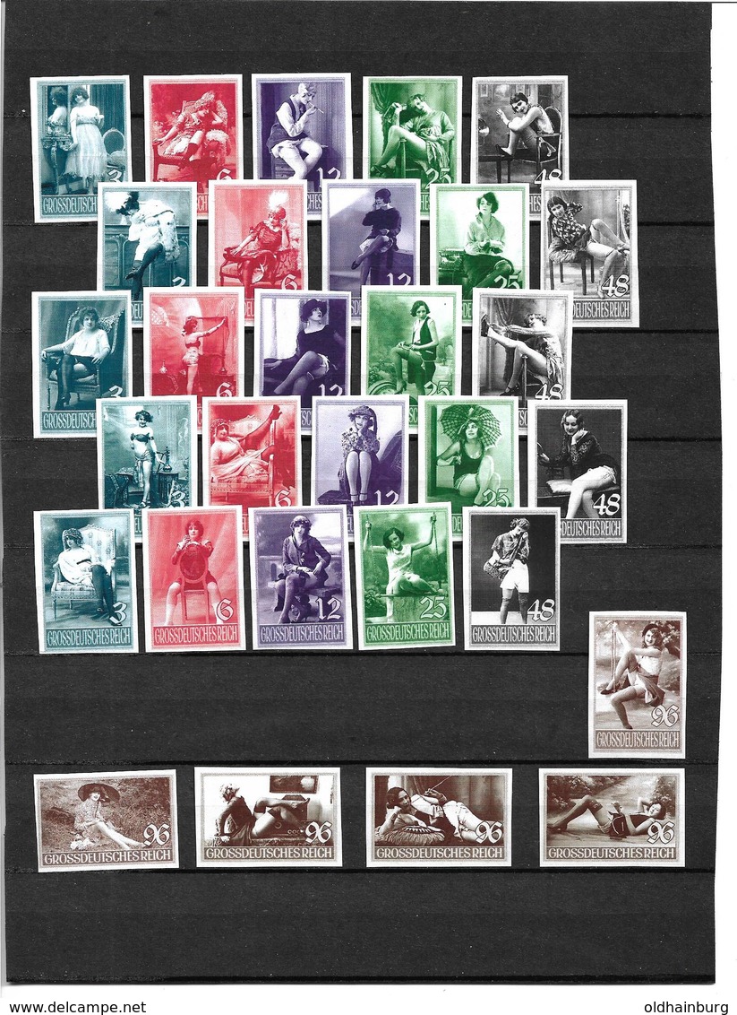 1560q: DR/ Ostmark, Ca. 1940, Aktfotografie- Studien Auf 60 Briefmarken- Forgery Issues/ Reprints (fake-faux), 2 Scans - Abarten & Kuriositäten