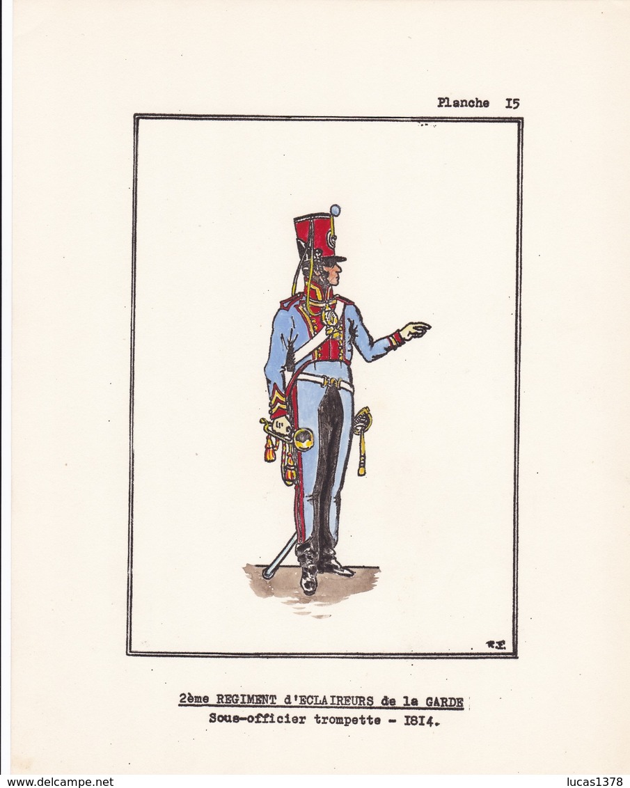 5 MAGNIFIQUES PLANCHES UNIFORMOLOGIQUE ECLAIREURS DE LA GARDE / COLOREES A LA MAIN / TRES BEAU PAPIER  / RARE ++ - Uniforms