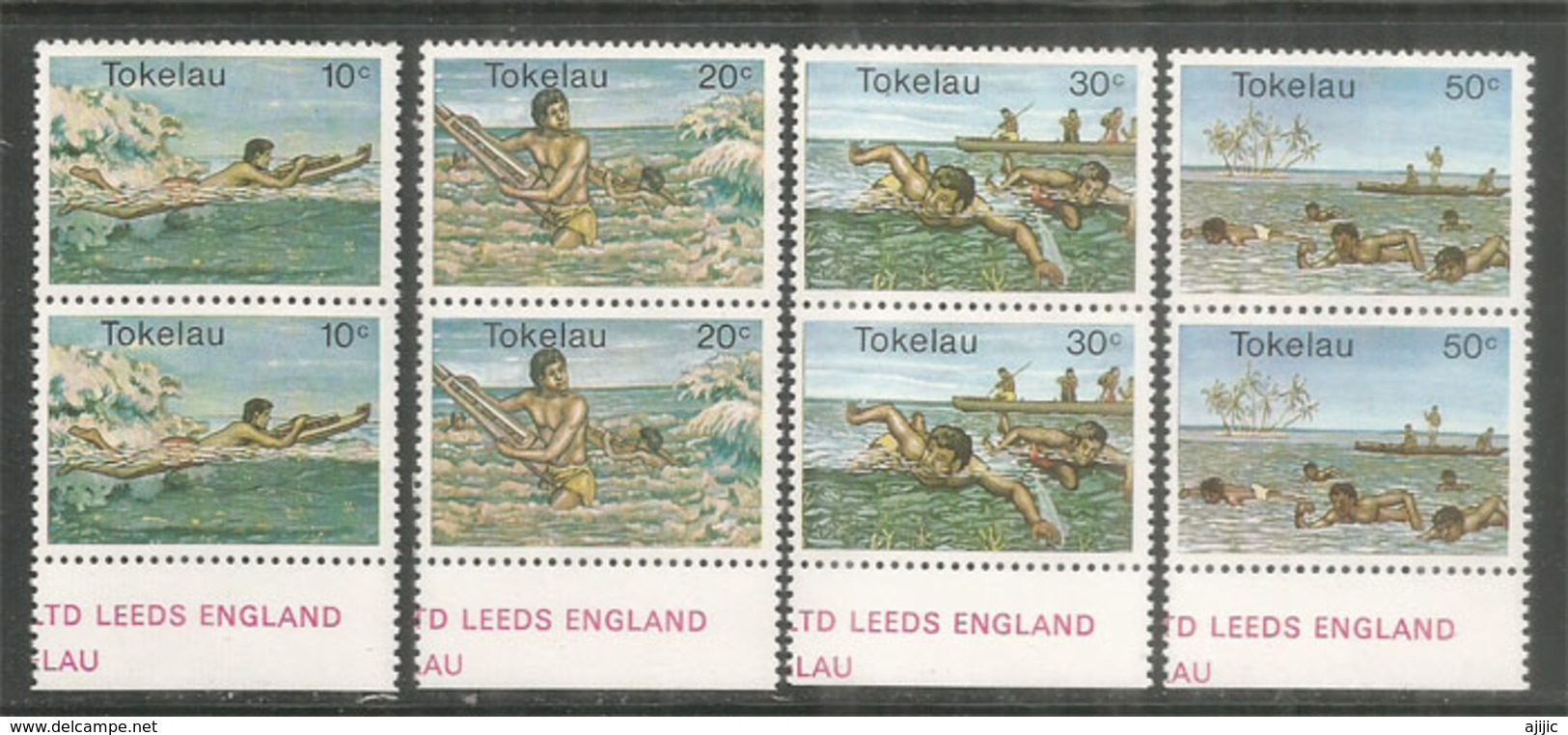 Union Islands (Tokelau Islands) Southern Pacific Ocean. Les Sports Aquatiques Populaires. 8 Timbres Neufs ** Se-tenant - Autres - Océanie