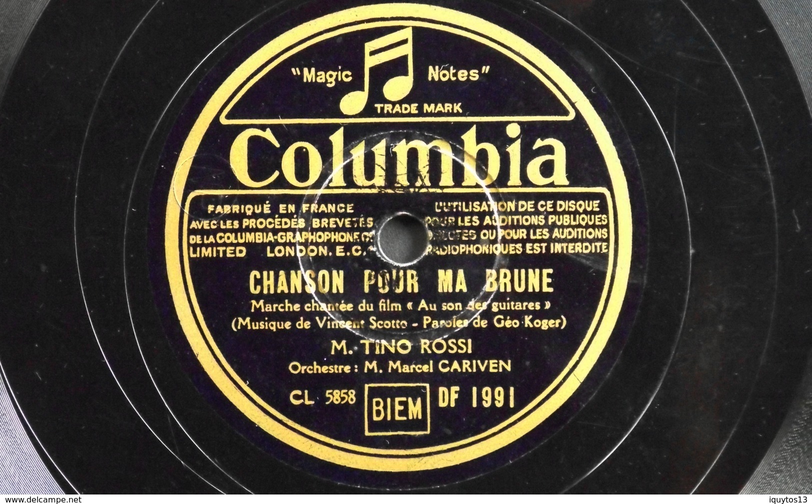 78 Trs - Columbia CL 5857/5858 - M. TINO ROSSI - Tant Qu'il Y Aura Des Etoiles Et Chanson Pour Ma Brune - Bon Etat - 78 Rpm - Schellackplatten