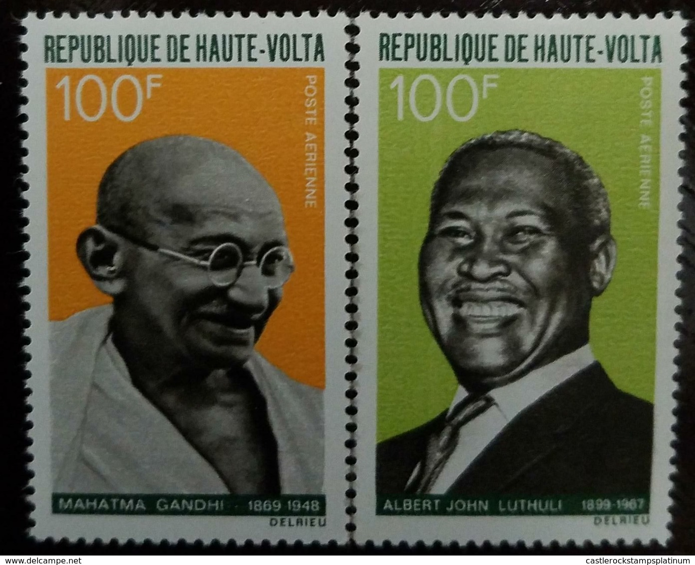 O) 1968 BURKINA FASO -VOLTA, ALBERT JOHN LUTHULI-MAHATMA GANDHI-EXPONENTS OF NON VIOLENCE-SC AP28  100fr, - Burkina Faso (1984-...)