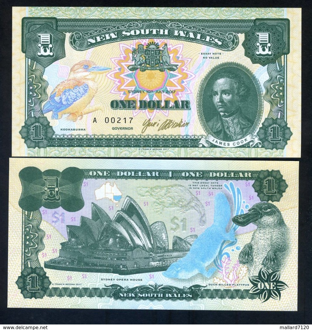 New South Wales, Australia, $1, 2017, Private Issue - Platypus, Sydney Opera - Autres & Non Classés