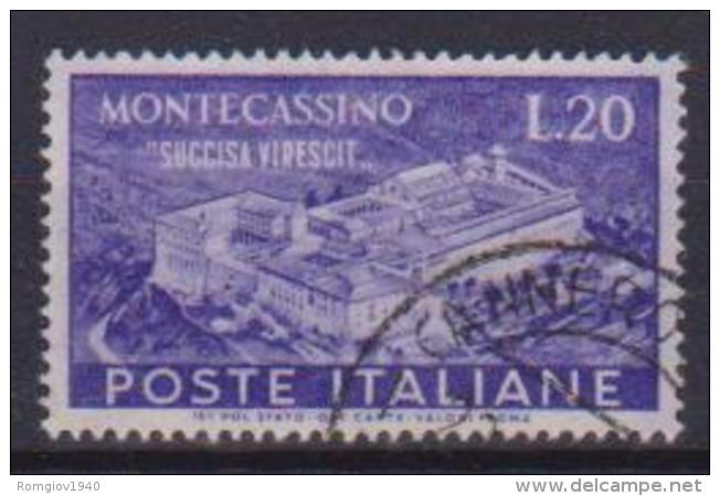 ITALIA 1951  MONTECASSINO SASS. 664 USATO VF - 1946-60: Usati