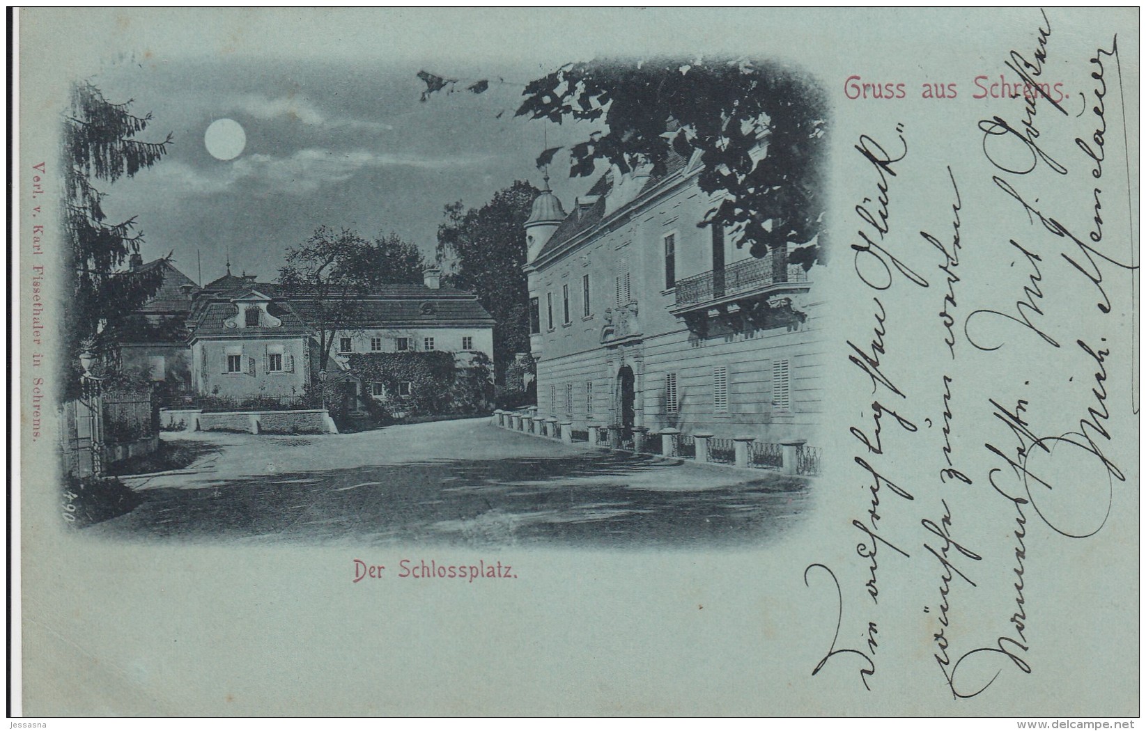 Mondschein AK - SCHRUNS - Schlossplatz 1899 - Schruns