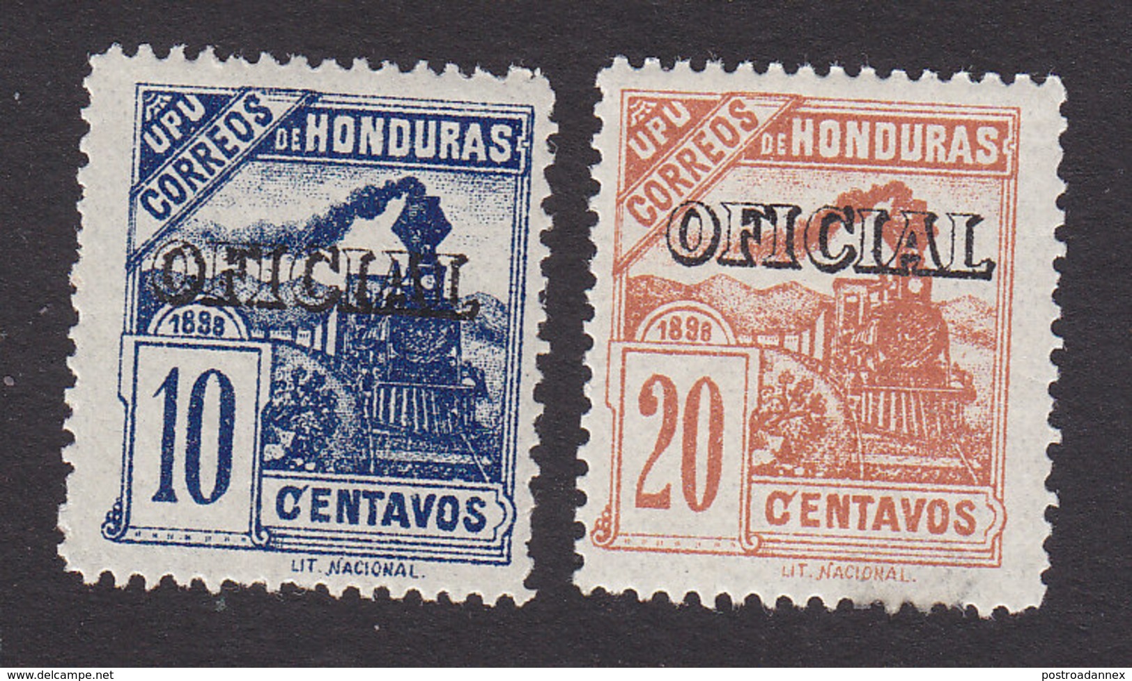 Honduras, Scott #O24-O25, Mint Hinged, Train Overprinted, Issued 1898 - Honduras