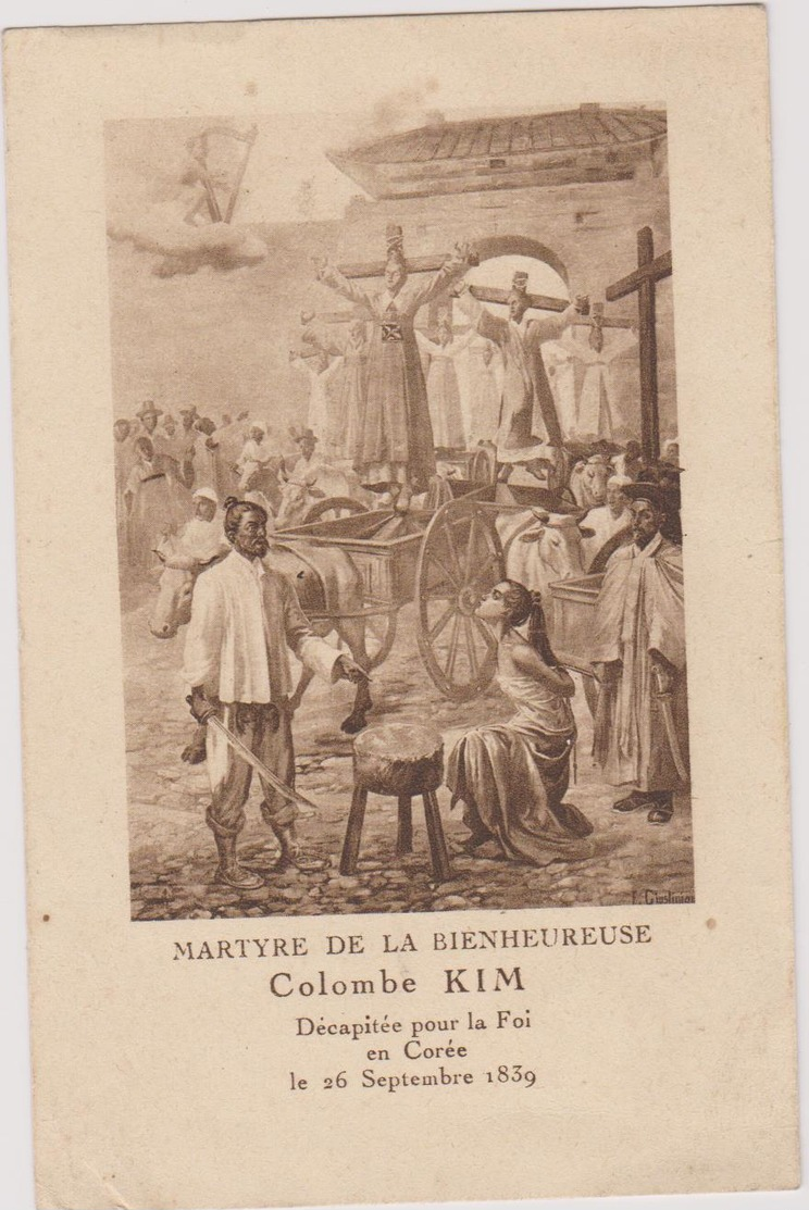 RARE IMAGE PIEUSE COREE COLOMBE KIM MARTYRE DECAPITEE 1839 - Devotion Images