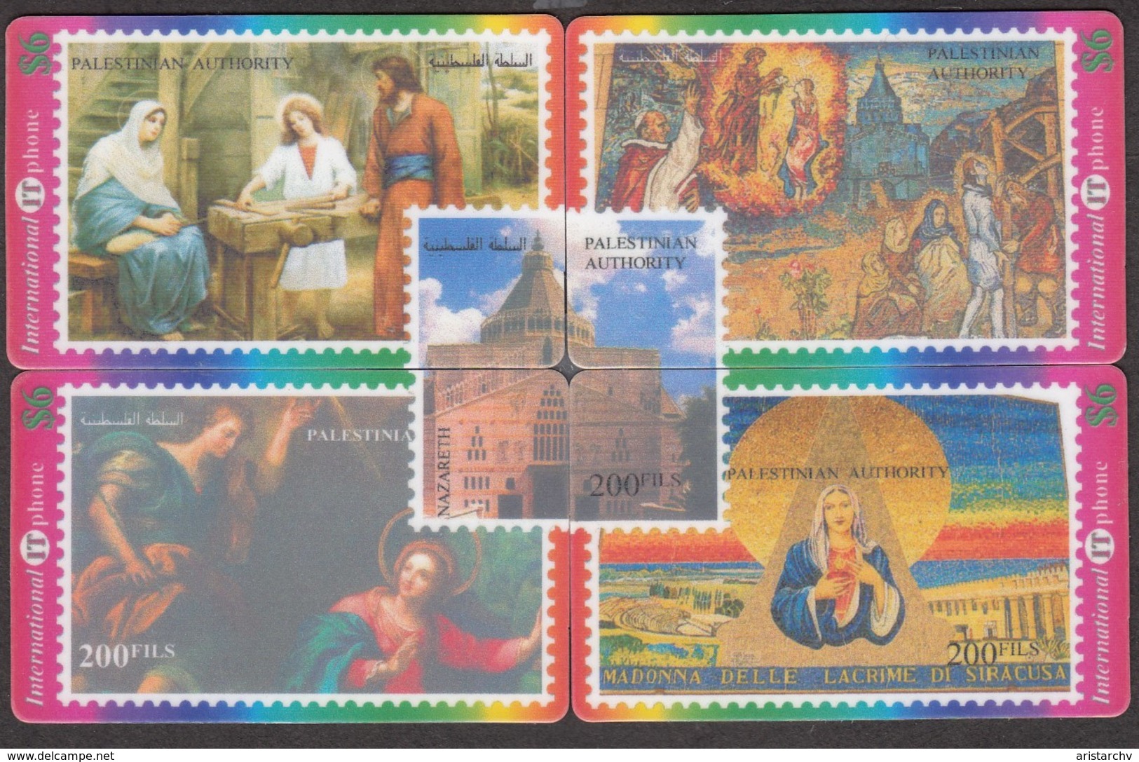 PALESTINA JESUS CHRIST MADONNA NAZARETH BETHLEHEM  SET OF 12 PHONE CARDS - Puzzle
