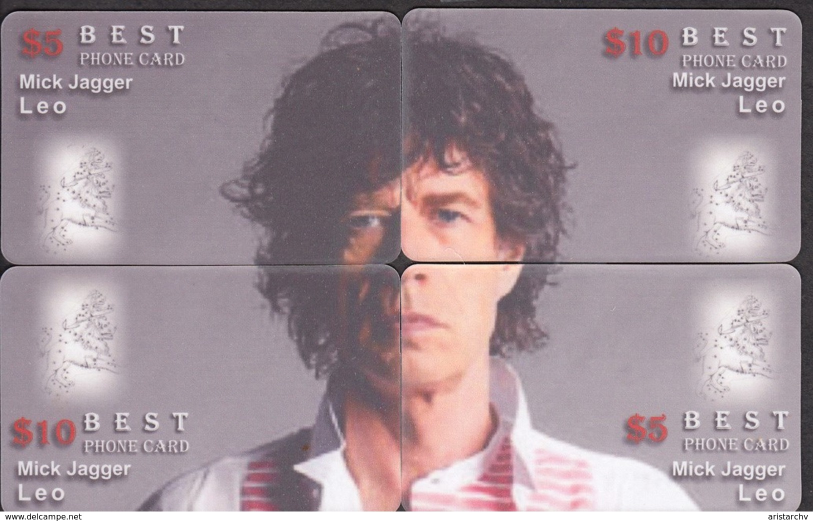 ROCK MUSIC MICK JAGGER ROLLING STONES PUZZLE OF 4 PHONE CARDS - Musik