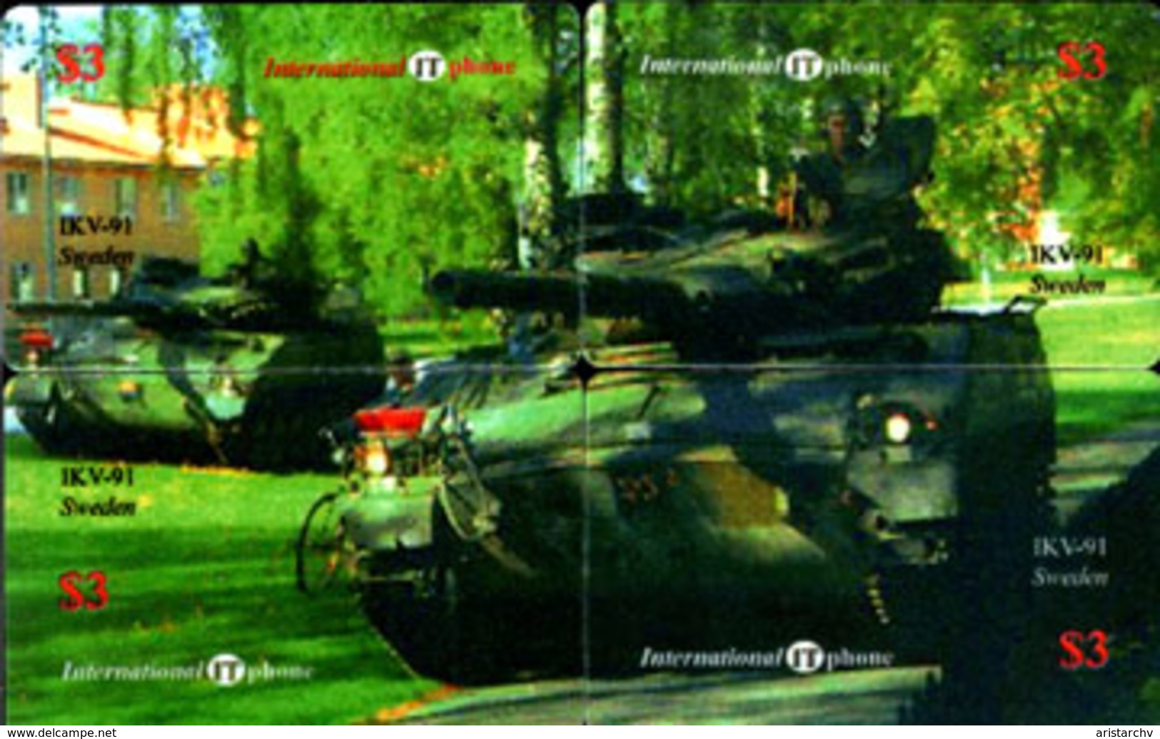 TANK IKV-91 PUZZLE OF 4 PHONE CARDS - Army