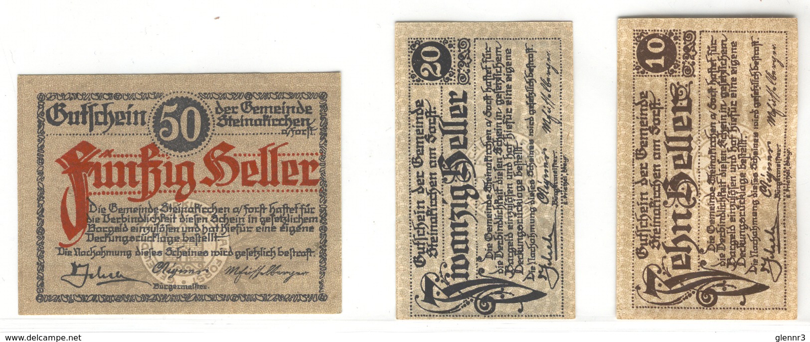 AUSTRIA NOTGELD 1017 Steinakirchen Am Forst - Austria