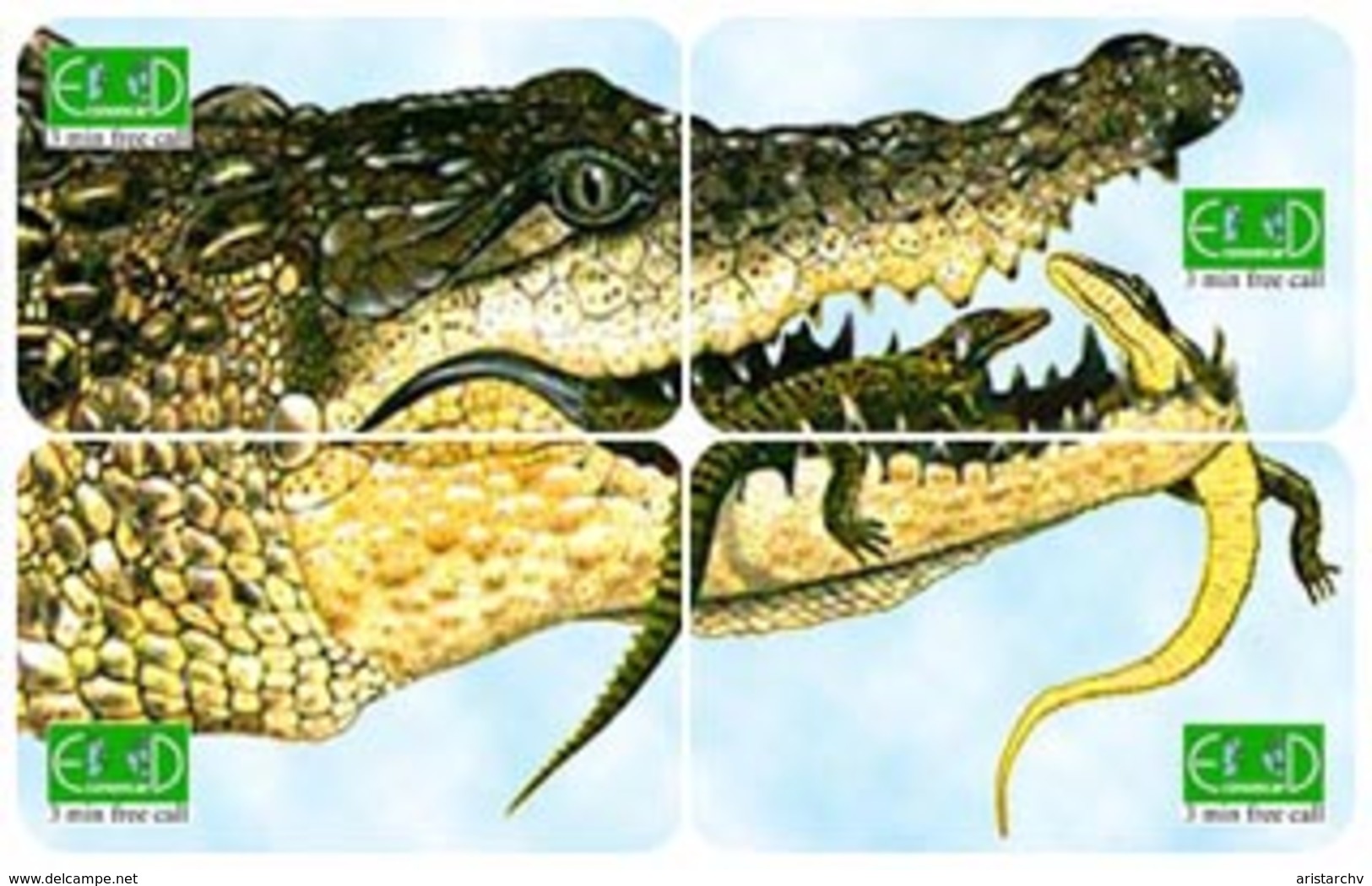 CROCODILE PUZZLE OF 4 PHONE CARDS - Crocodiles Et Alligators