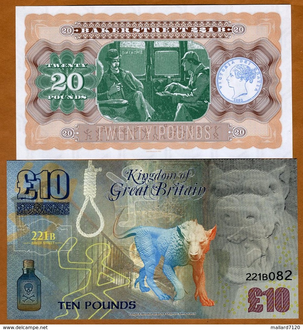 SET Great Britain, 10;20 Pounds 2015-2018, Private Issue UNC > Sherlock Holmes - Autres & Non Classés