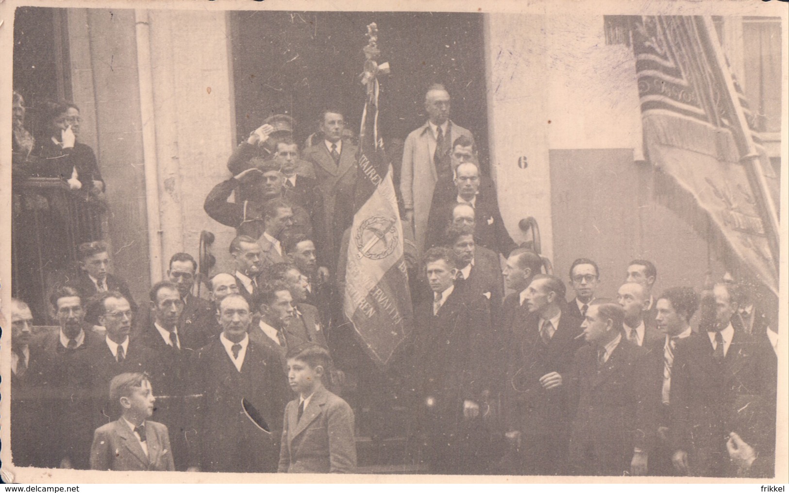 Fotokaart Carte Photo (8 X 13,5 Cm) Tervuren Militairen ... Voervallei Vlag (fotograaf J Ekkers Tervueren ) Soldaat - Tervuren