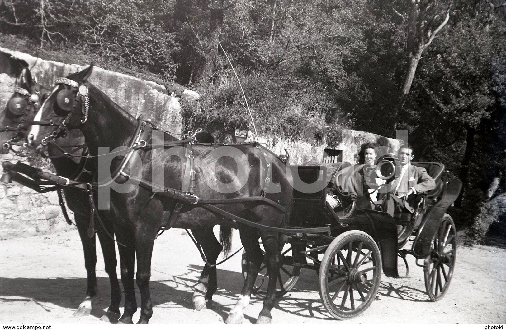 ORIGINAL AMATEUR 60mm NEGATIVE HORSE CART CHARRETE SINTRA PORTUGAL NOT PHOTO NEGATIVO NO FOTO - Other & Unclassified