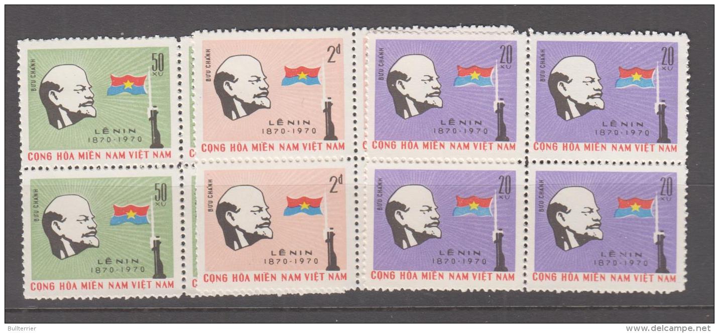 VIETNAM ( NFL ) 1970 - LENIN BLOCKS OF 4 OF THE 20X,50X AND 2D MNH, SG CAT &pound;96 - Vietnam