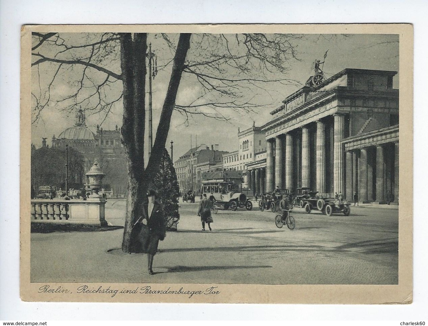 CPA Animée Berlin Reichtag Und Brandenburger Tor 1931 Photo Globushaus Berlin - Porta Di Brandeburgo