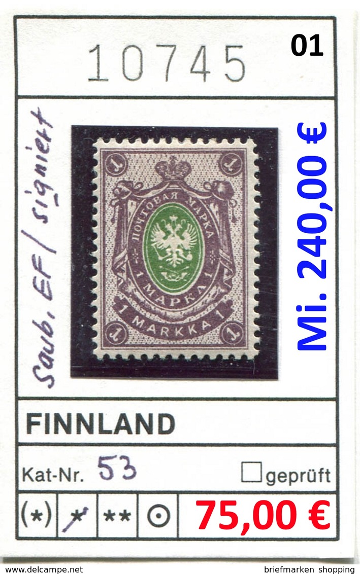 Finnland - Finland - Suomi - Finlande - Michel 53 - Sauberer Erstfalz - * Mh Charn. Prem. - Unused Stamps