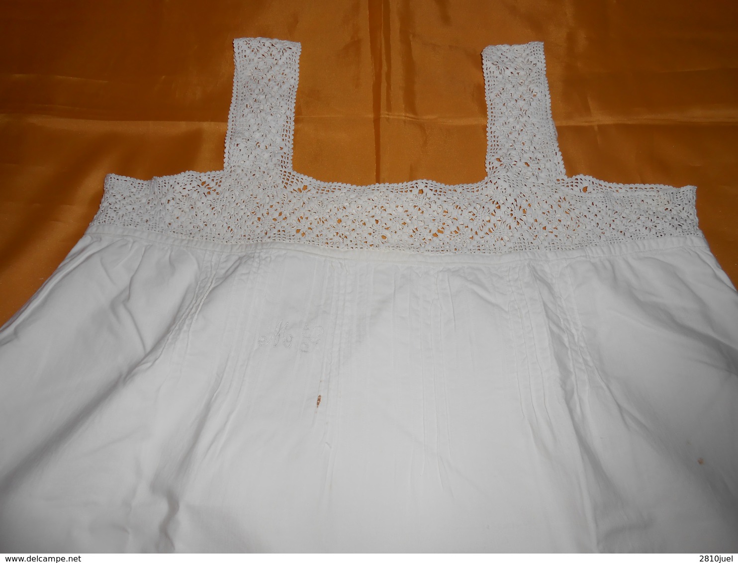 Chemise Ancienne Coton Blanc -  Haut Et Bretelles Dentelle Fait Main - - 1900-1940