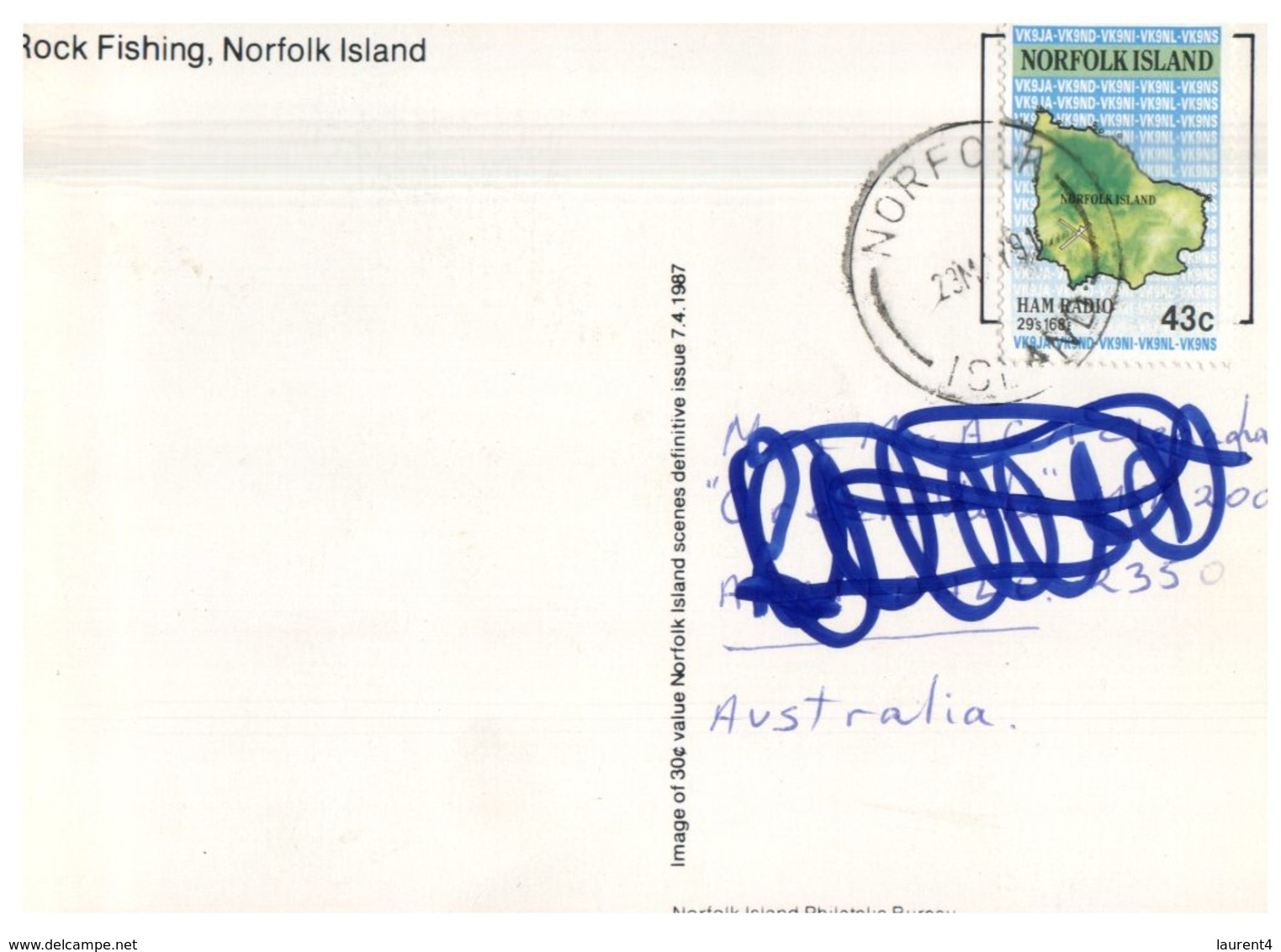 (DEL 561) Australia Norfolk Island - With Stamp At Back Of Card - Rock Fishing - Norfolk Island