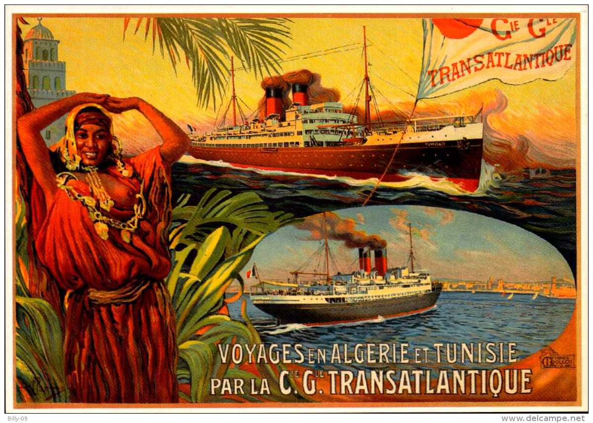 Publicité  -  Voyages Algérie Tunisie  -   Compagnie Générale Transatlantique - Repro - SC73-5 - Publicité