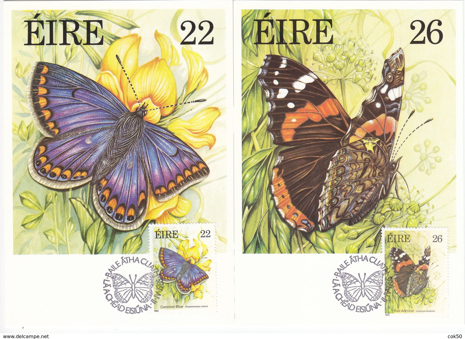 IRELAND Butterflies, Schmetterlinge, Farfalla, Mariposa - 4 Maximum Cards 1985, Mi# 559-62 - Maximumkaarten