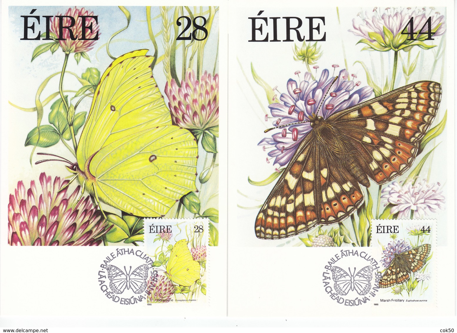 IRELAND Butterflies, Schmetterlinge, Farfalla, Mariposa - 4 Maximum Cards 1985, Mi# 559-62 - Maximumkaarten